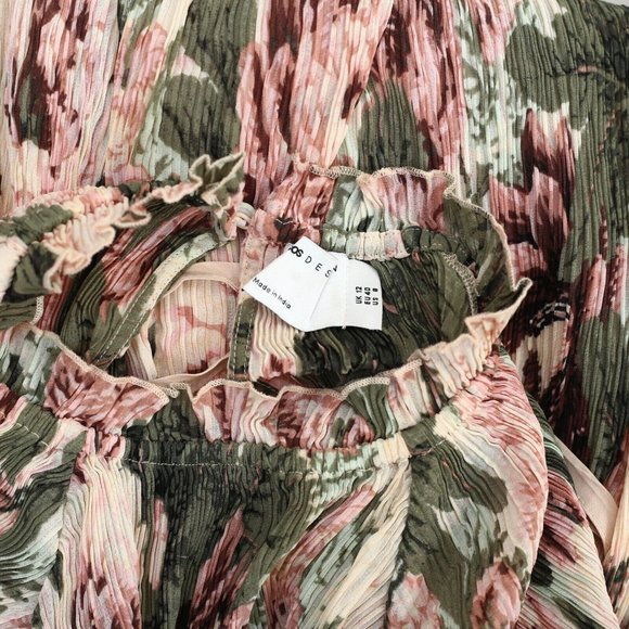 ASOS DESIGN Plisse Mini Dress Floral Printed Blouson Sleeves Romantic M 8 - Picture 9 of 9